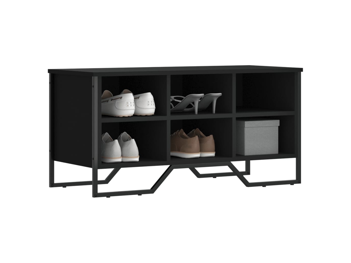 Mueble Zapatero | Armario Zapatero Madera De Ingeniería Negro 90x38x45,5 Cm