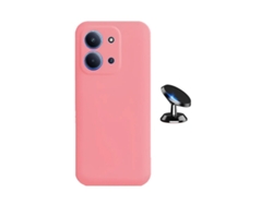 Kit Soporte Magnético Para Coche Funda De Silicona Líquida Phonecare Para Xiaomi Poco C85 - Rosa
