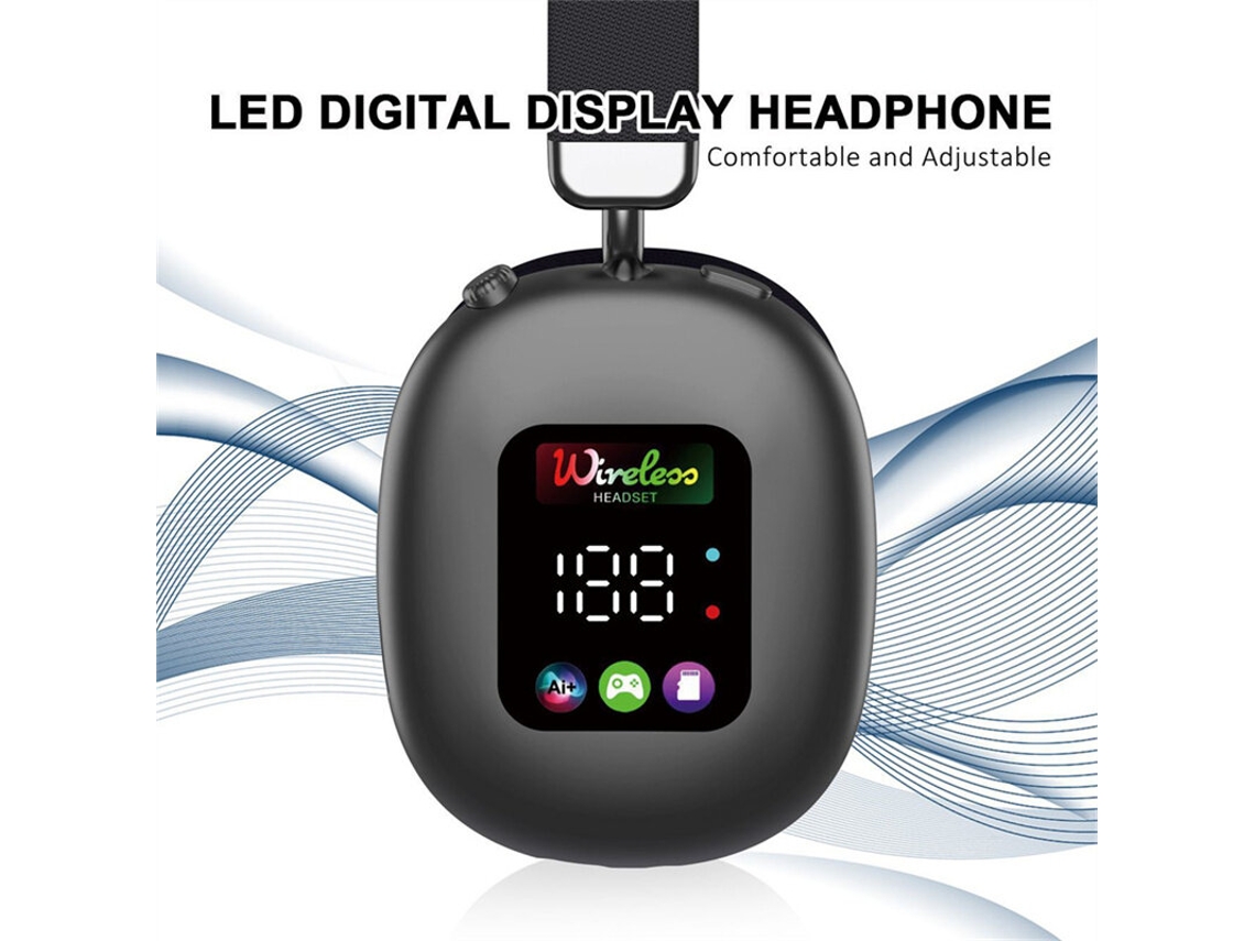 Auriculares Bluetooth Goldakz616bt con pantalla digital RGB, altavoz de 40 mm, controlador de graves Hi-Fi, micrófono de baja latencia de 30 Hz y MDUG.