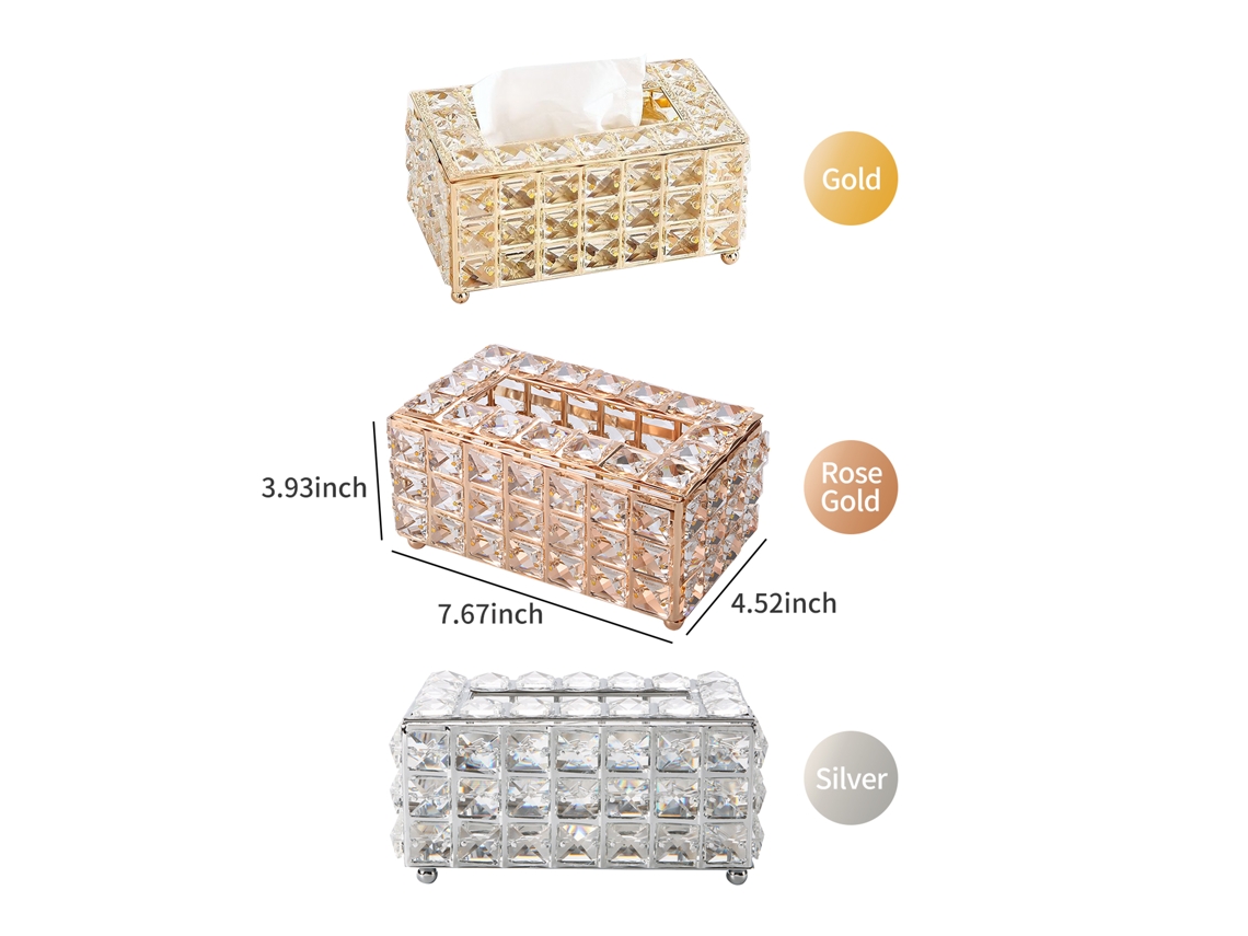 Soporte Decorativo De Cristal Brillante Para Papel Higiénico, Ideal Para Baño, Escritorio, Coche U Oficina.