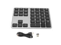 Teclado Numérico Sem Fio 35 Teclas Liga De Alumínio Ultraminho Recarregável Ergonômico Para Desktop Laptop Tablet Cinza