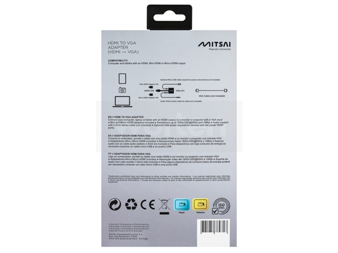 Adaptador MITSAI (HDMI - VGA - Negro)