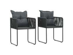 Sillas de exterior DKD Home Decor de dos piezas con cojines de mimbre de polietileno negro