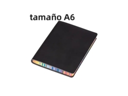 Cuaderno con borde arcoíris, 200 páginas rayadas, ideal para apuntes de estudiantes. Mdug (negro, A6)