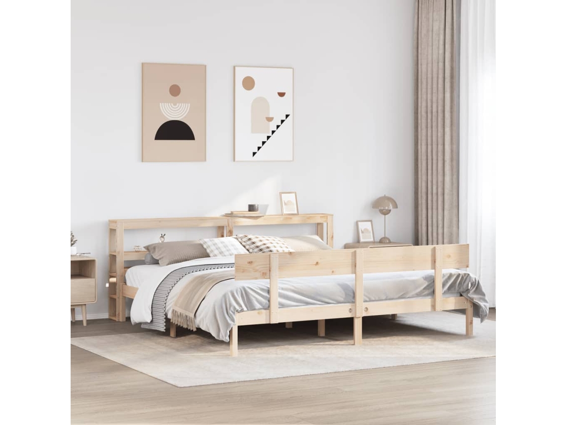 Estructura De Cama Sin Colchón Madera Maciza De Pino 180x200 Cm