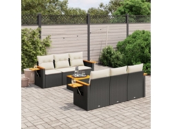 Conjunto de sofá de jardín de 7 piezas con cojines de mimbre negro de DKD Home Decor