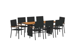 Maison Exclusive - Conjunto De Comedor De Jardín 9 Pcs Negro Ratán Sintético