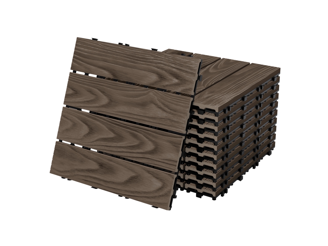Baldosas Para Exterior Ml-design Wpc Marrón Oscuro Sistema Clic 30x30 Cm 33 Piezas 3m²