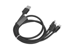 Cable De Carga Rápida 3 En 1, Nailon Trenzado, Para Ios/tipo C/micro Usb, Negro