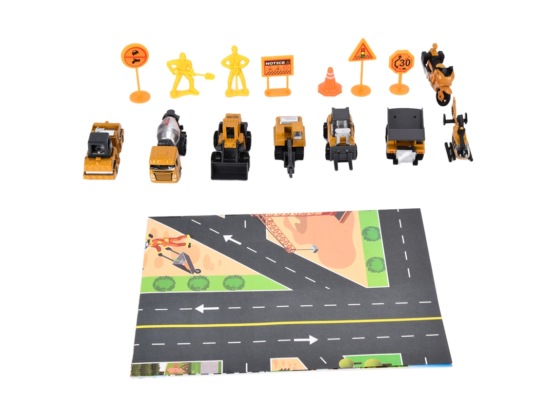 Ats-juguetes De Vehículos De Construcción De Tracción 1:64 Camión Excavadora Grúa Avión 2 Figuras Niños Niños