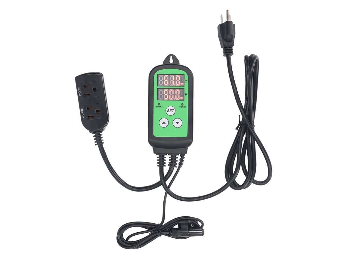 Controlador de umidade digital pré-instalado Veloriskku de 1500 W com tecido LED duplo para estufa, regulador de umidade Plug Us