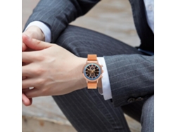 Reloj De Pulsera Hombre De Cuero Pu Moda Empresarial Casual Oro Rosa Y Marrón Claro