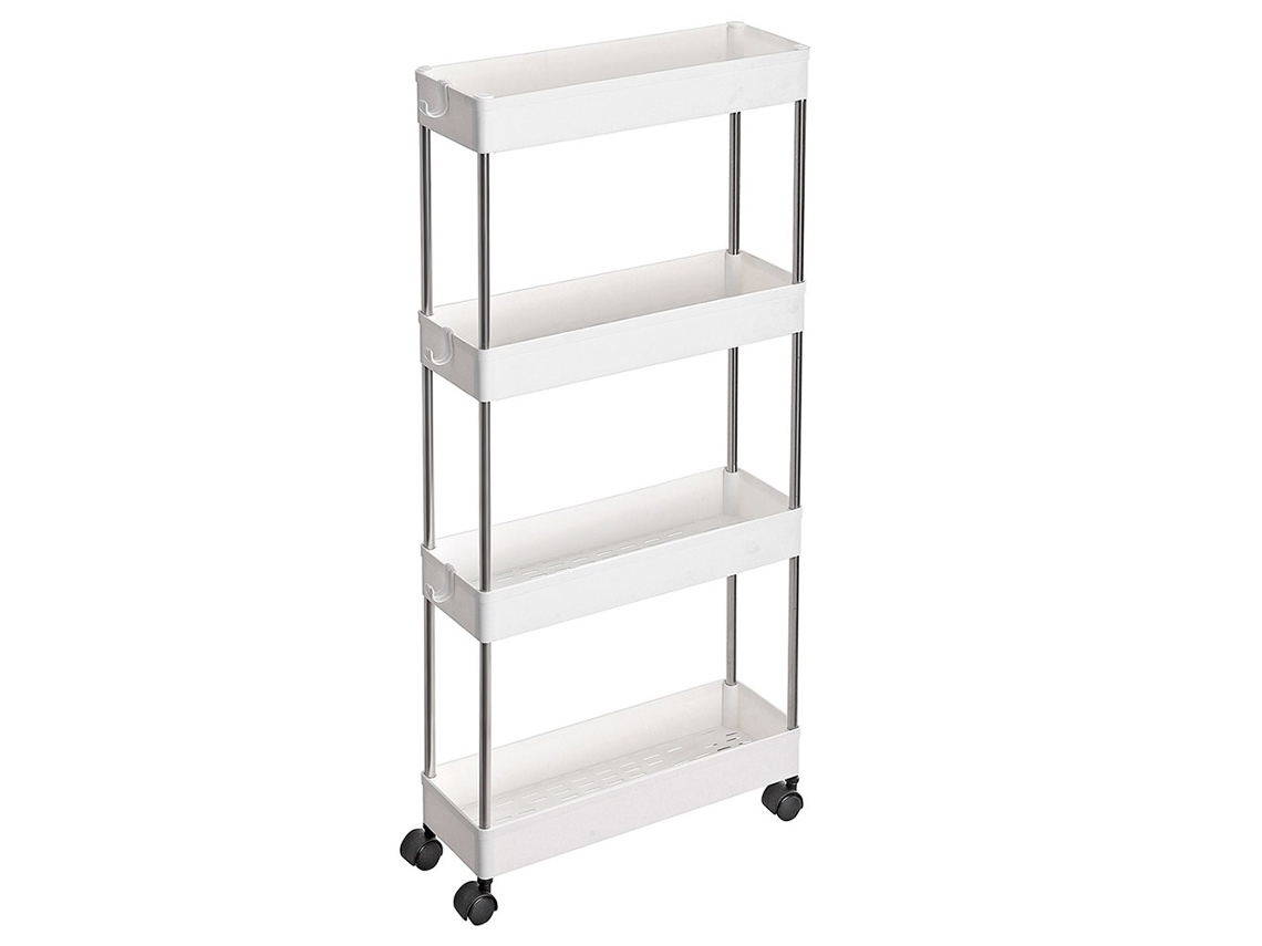 Carrito estrecho con 4 estantes - Blanco