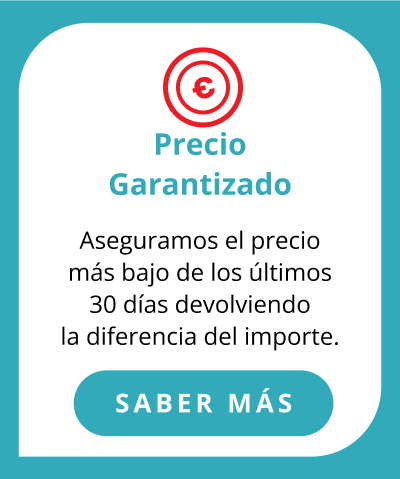 Precio Garantizado. Aseguramos el precio más bajo de los últimos 30 días devolviendo la diferencia del importe.