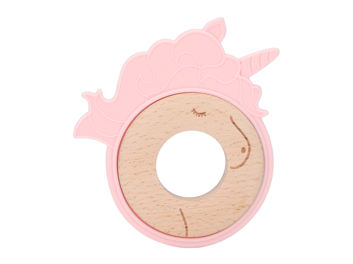 Yncm-chupete De Madera Y Silicona Para Bebé, Juguete De Mordisqueo Animal Con Anillo Masticable