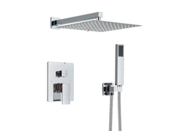 Juego de grifo de ducha de pared, estilo contemporáneo, mecanismo de doble control, cromado, 12 pulgadas, OEM
