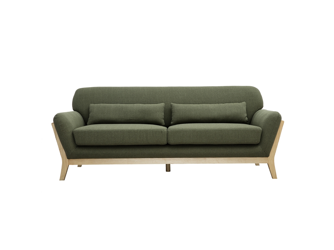 Sofá Escandinavo 3 Plazas Gris Patas Madera Yoko MILIBOO