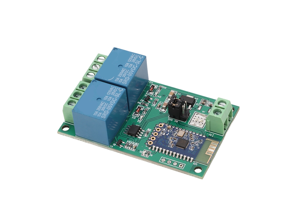 Módulo de relé de 2 canales con Bluetooth, control remoto mediante aplicación, indicador luminoso, 5 V CC.
