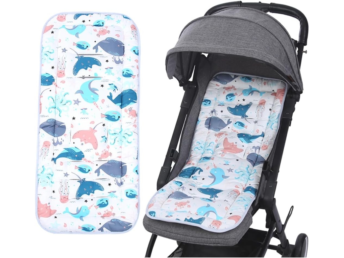 Cojín lavable para asiento de cochecito de bebé, transpirable, algodón/Gertiz Underwater World