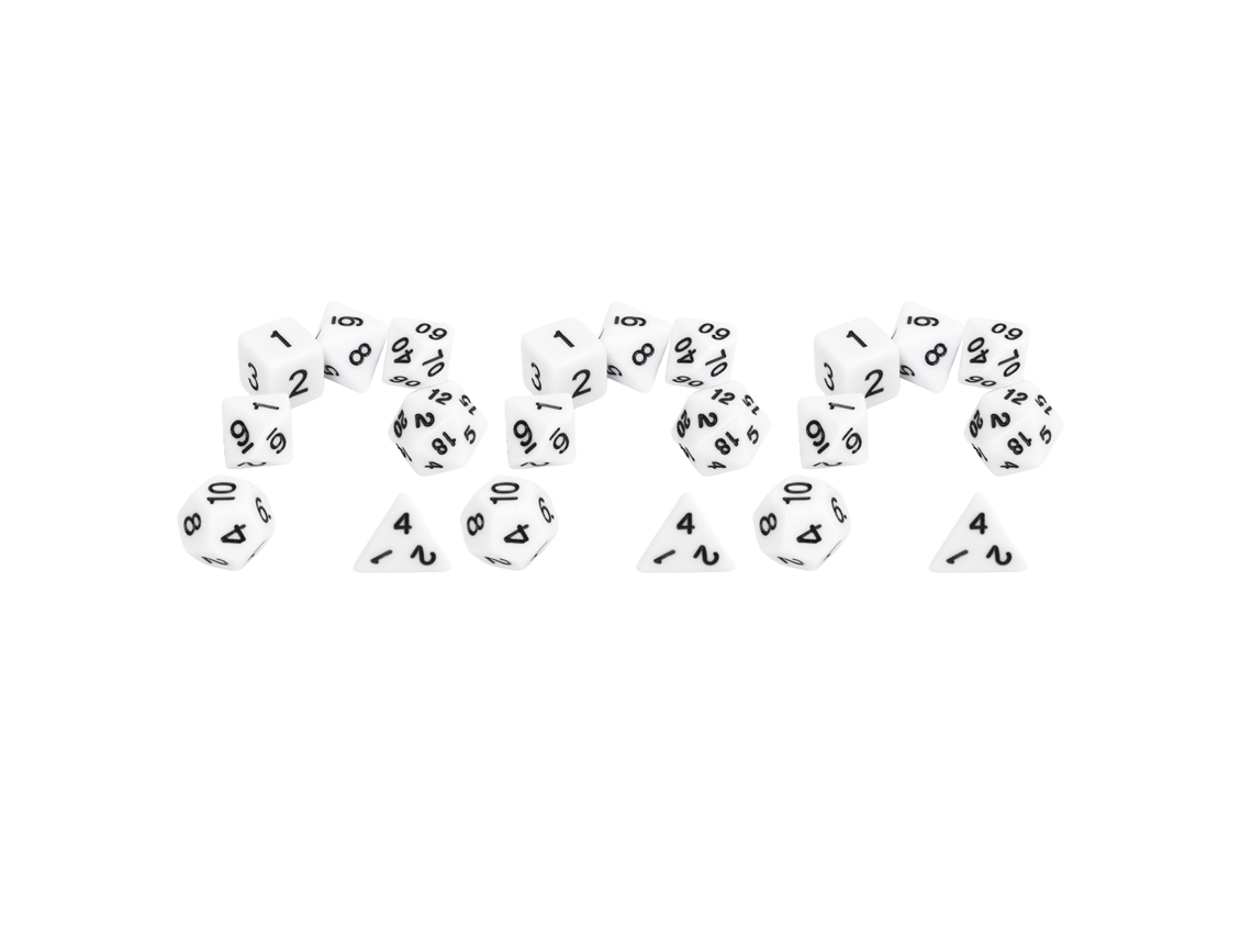 Juego De Dados Poliédricos De 21 Piezas, Seguros E Impermeables Para Juegos De Mesa, Color Blanco.