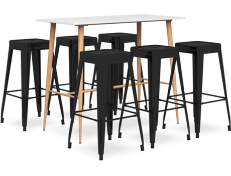 Conjunto 7 de muebles de bar de VIDAXL blanco y negro