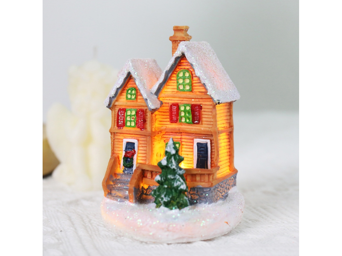 Decoración navideña de resina para casa Yuysan con luces, estilo B 3