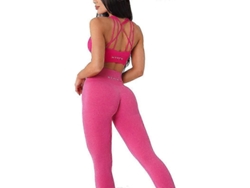 Leggings Sin Costuras Mujer Nylon Elastano Alto Talle Acolchado Transpirable Fitness Deportes L Fuchsia