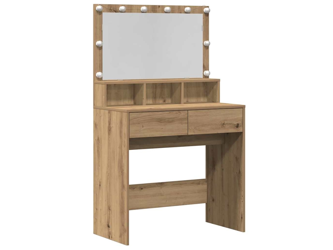 Mesa Tocador | Mesa De Vestidor Con Cajón Roble Artesanal 80 X 41 X 134,5 Cm