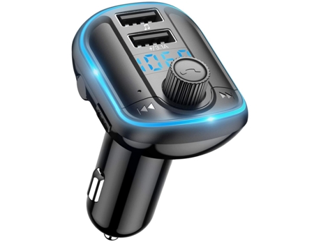 Transmisor FM, llamadas manos libres CHRONUS, sonido de música de alta fidelidad compatible con tarjeta TF y disco USB para todos los teléfonos