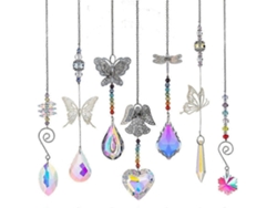 7 piezas de atrapasoles de cristal con forma de mariposa, bola de cristal y prisma arcoíris para el hogar y el jardín