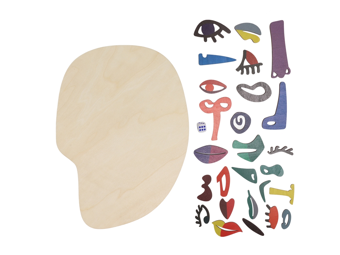 Ats-puzzle De Madera Para Niños 26 Bloques Forma De Cara Juguete Educativo Diy Mejora La Imaginación Emparejamiento Facial