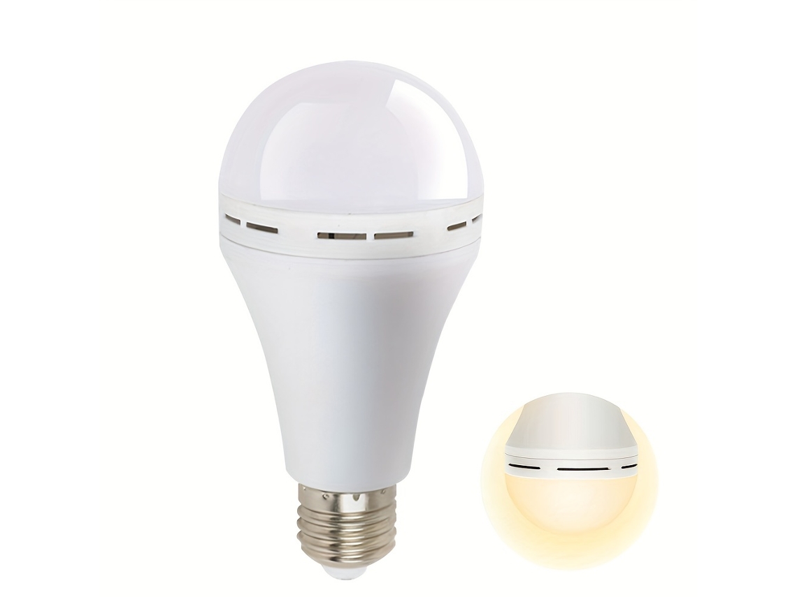 Bombilla LED de emergencia recargable E27 con función de llenado de agua, inteligente y recargable. Mdug (12 W, blanco cálido)