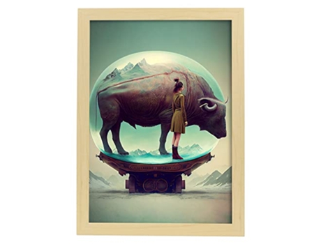 NACNIC Poster Toro En Estilo Surrealismo Cinematográfico Ilustraciones Y Grabados De Historieta Abstracta Y Artística A3 Marcos Madera