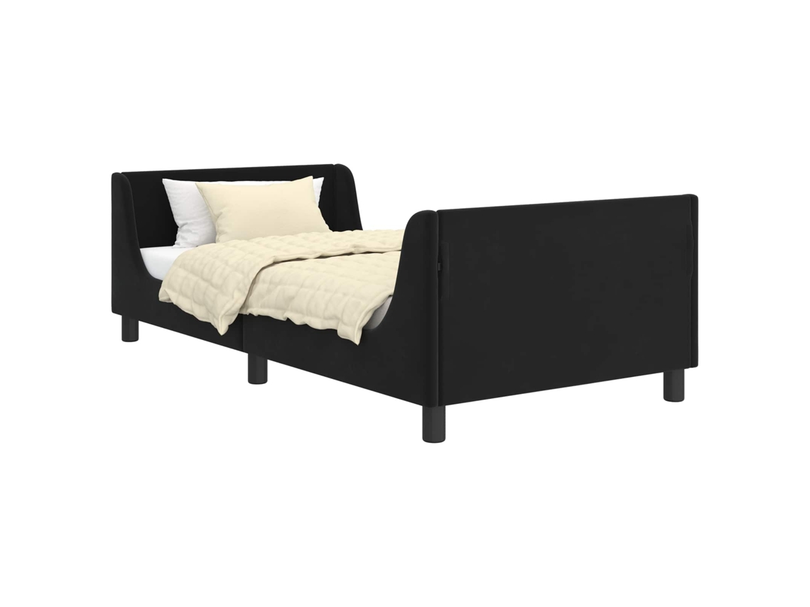 Maison Exclusive - Cama Para Niños Con Cabecero Negro 90 X 190 Cm Terciopelo
