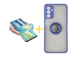Pack 1 X Película de Vidrio Templado Hidrogel + Funda ACCETEL para Samsung Galaxy A55 5G Gel Bumper con Anillo Azul