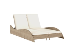 Chaise longue de mimbre con patas y cojines beige MAISON EXCLUSIVE (114x205x73 cm)