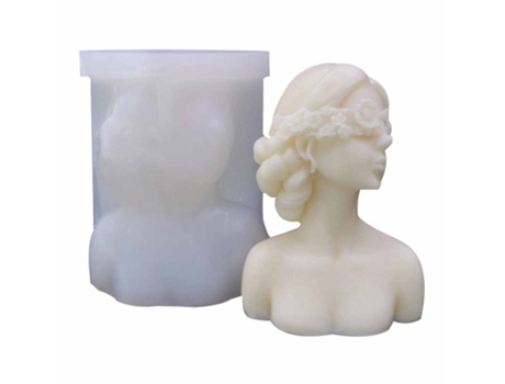Molde para velas de niña con los ojos vendados, moldes para velas perfumadas de jabón de resina con escultura de retrato DIY