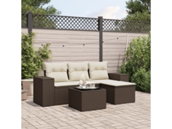 Conjunto de sofás de jardín con cojines de mimbre marrón, Dkd Home Decor