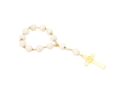 Rosario portátil para coche con cruz blanca decorativa