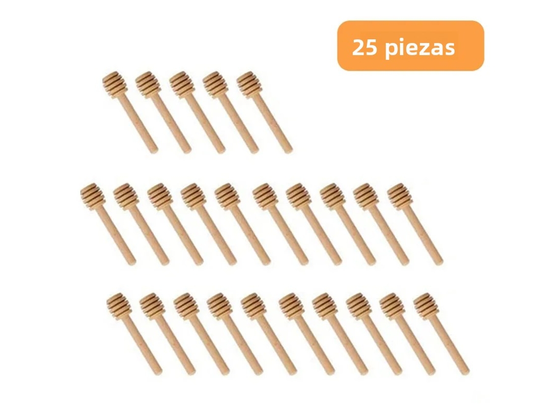 (25 Piezas) Palitos Para Remover Miel De Alta Calidad, Mango De Madera, 100 Palitos Por Paquete, Cuchara De Mango Largo