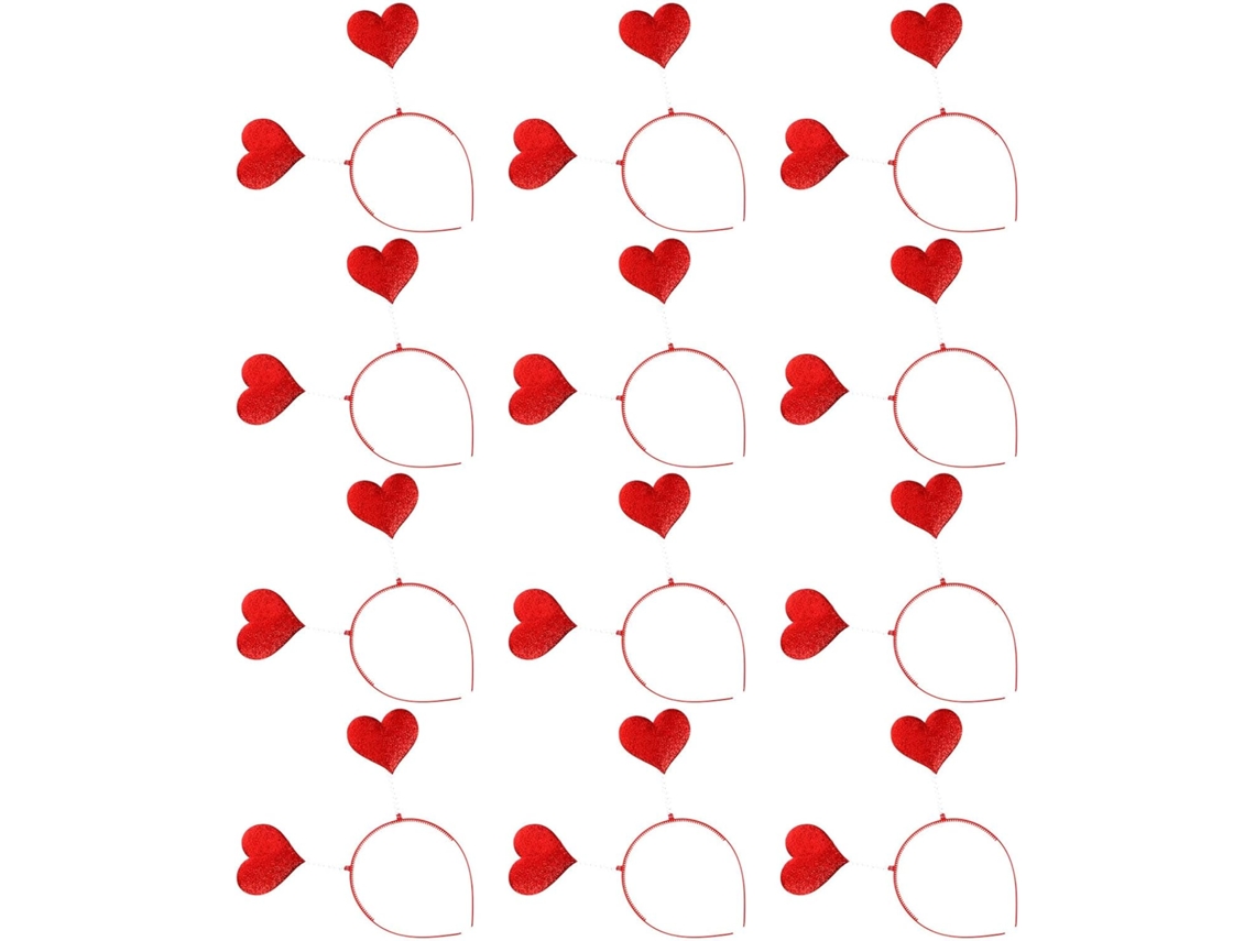 Juego De 12 Diademas Rojas Brillantes Con Forma De Corazón Para El Día De San Valentín.