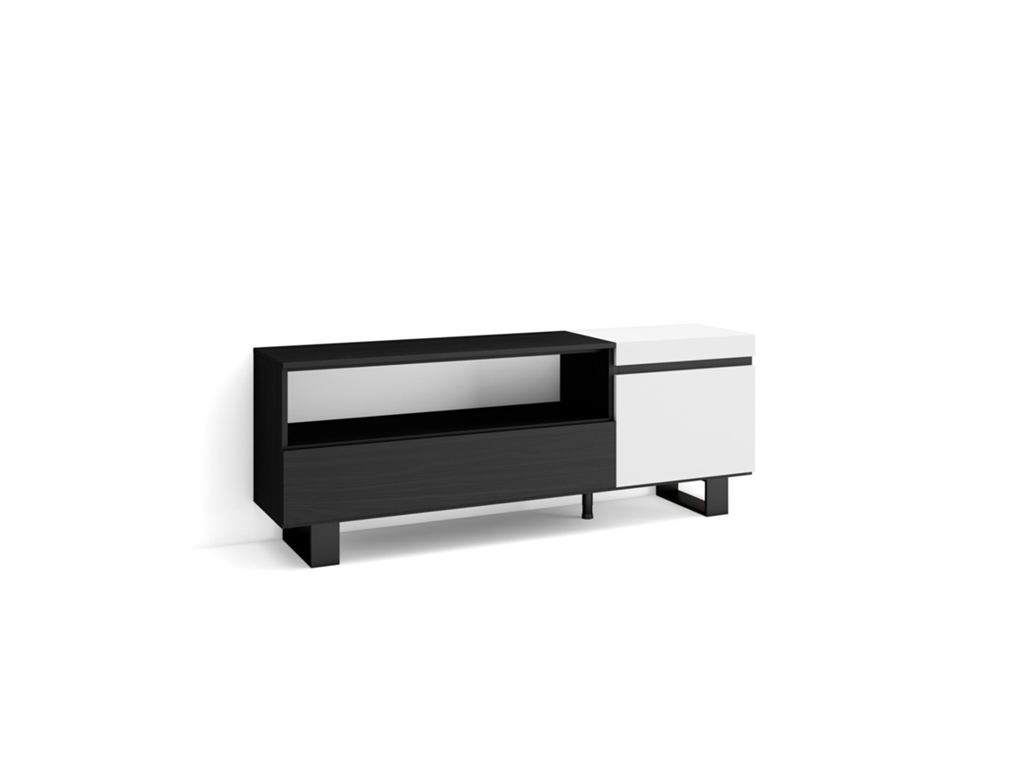 Mueble TV Televisión 150x57x35cm Para TV hasta 65 Diseño industrial Blanco y negro