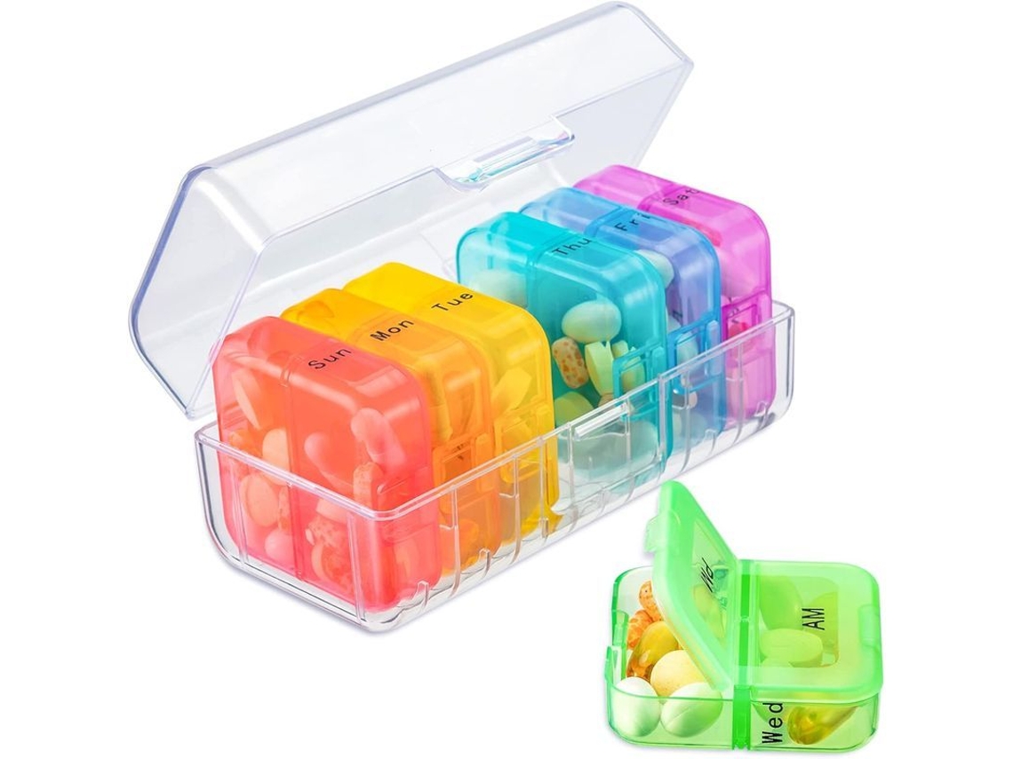 Organizador Semanal De Pastillas, Estuche Portátil Para Aceites De Pescado, Vitaminas Y Suplementos.