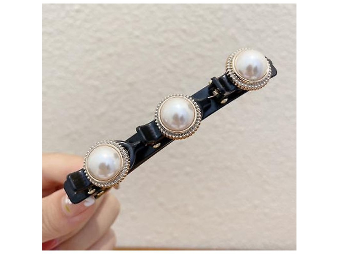2026-pinzas De Pelo Trenzadas De Piedra Cristal Con Perlas Y Rhinestones Para Flequillo Doble