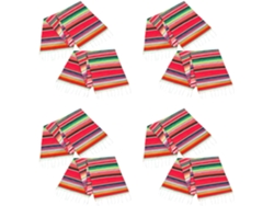 Paquete De 8 Manteles Mexicanos De 14 X 84 Pulgadas Para Decoración De Bodas, Funda De Sarape De Algodón Con Flecos.