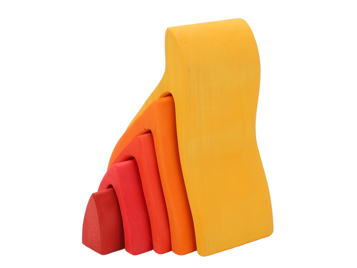 5 Piezas De Bloques Apilables De Madera Con Diseño De Llama Y Elemento De Fuego, Juguete De Construcción Tipo Rompecabezas Para Niños