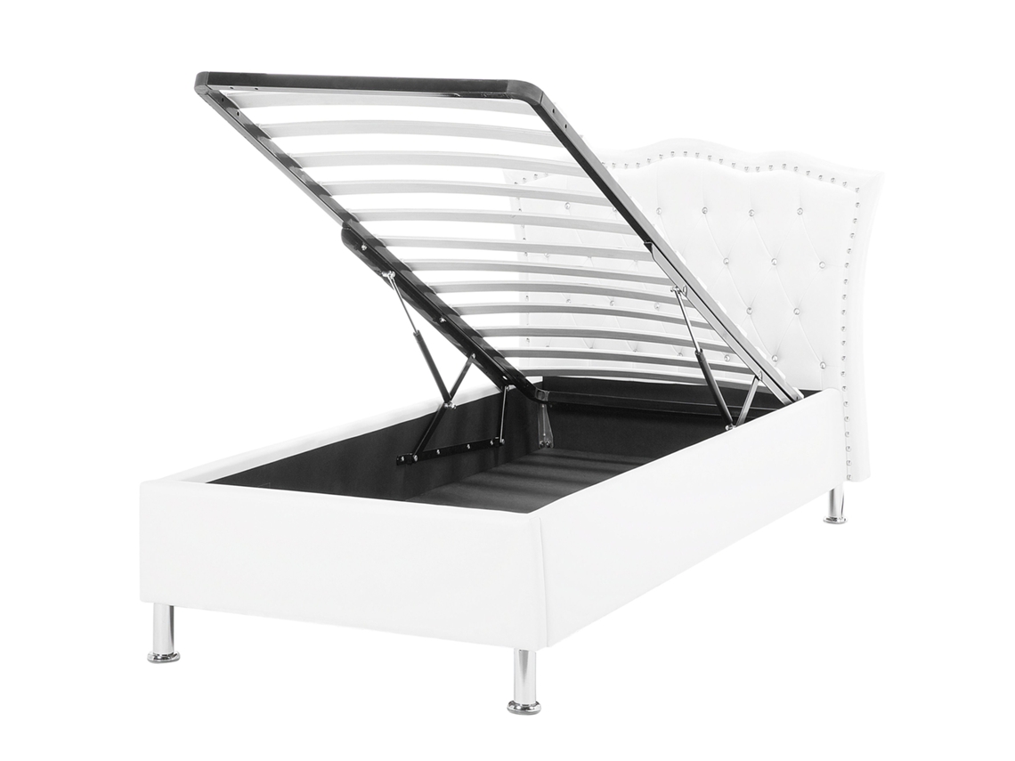 Cama con almacenaje BELIANI Metz de Piel sintética Blanco 126x217x102