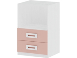 Mesita de Noche MUEBLAM Nieve Rosa Nube Melamina (48x73x42 cm)