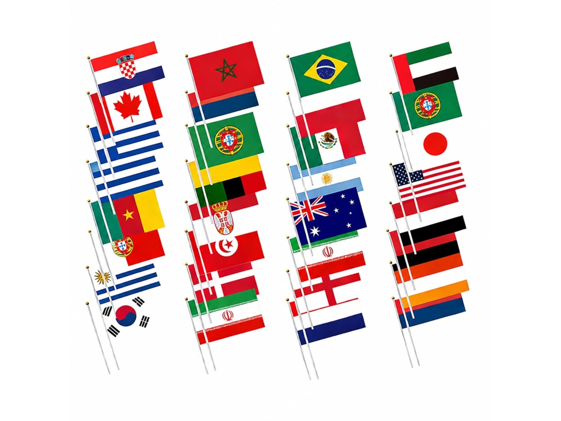 Set 48 Banderas De Mano De Distintos Países, Decoración Para Fiestas, Bares, Clubes, Eventos Deportivos, Festivales Internacionales Y Jardín