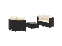 Conjunto 5 de muebles de jardín VIDAXL y cojines ratán sintético negro